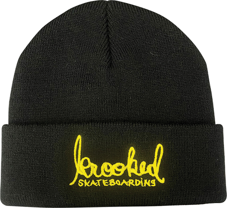 KROOKED SKRIPT CUFF BEANIE BLK/YEL