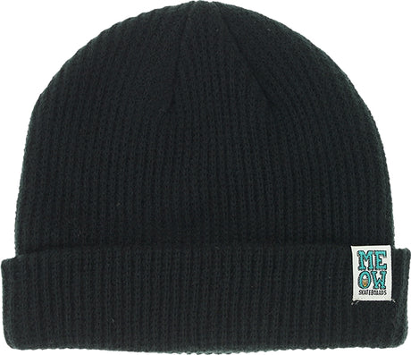 MEOW STACKED LOGO CUFF BEANIE BLACK