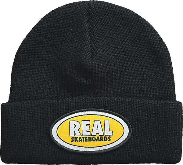 REAL OVAL CUFF BEANIE BLK/YELLOW