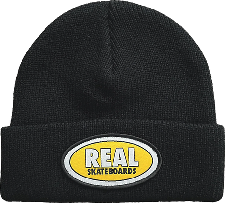 REAL OVAL CUFF BEANIE BLK/YELLOW
