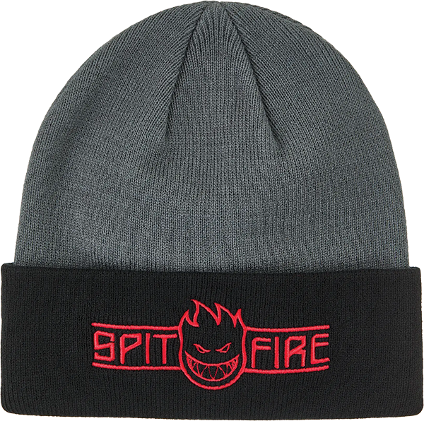 SPITFIRE LTB ARCH BGHD SCRPT CUFF BEANIE CHR BLACK RED
