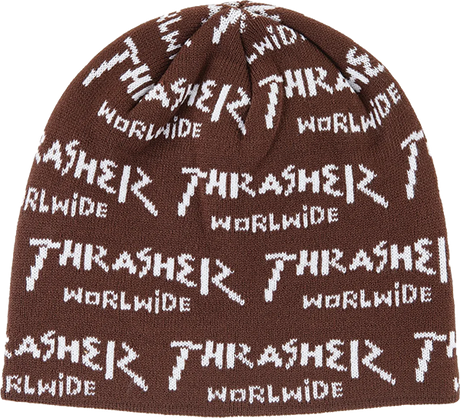 THRASHER WORLWIDE SKULLY BEANIE BROWN