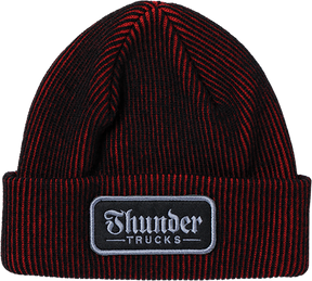 THUNDER SCRIPT PATCH CUFF BEANIE BLACK/RED/SILVER