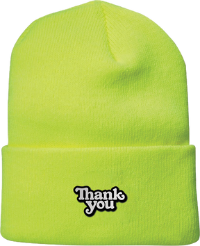THANK YOU LOGO BEANIE SAFETY GREEN
