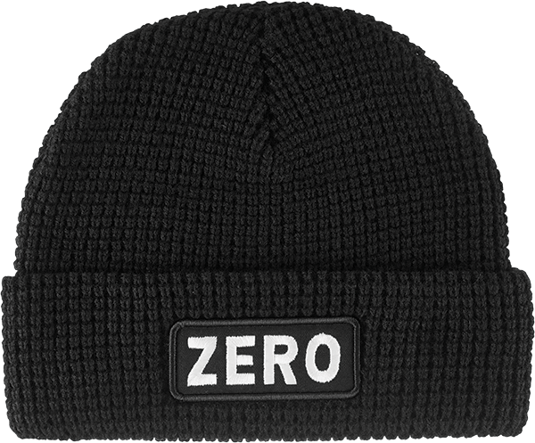 ZERO ARMY PATCH WAFFLE-KNIT BEANIE BLACK