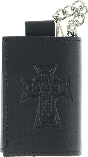 DOGTOWN SMALL TRIFOLD LEATHER CHAIN WALLET BLACK