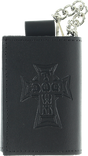 DOGTOWN SMALL TRIFOLD LEATHER CHAIN WALLET BLACK
