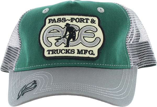 ACE PASSPORT PACKERS TRUCKER HAT ADJ-GREEN/STEEL