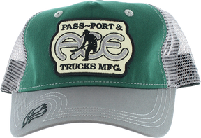 ACE PASSPORT PACKERS TRUCKER HAT ADJ-GREEN/STEEL