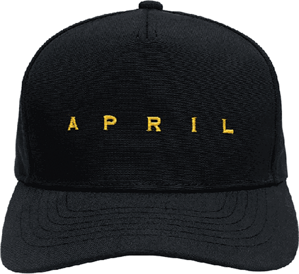 APRIL EMBROIDERED LOGO HAT ADJ-BLK/GOLD
