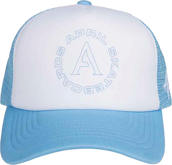 APRIL FULL CIRCLE TRUCKER HAT ADJ-WHT/LT.BLU