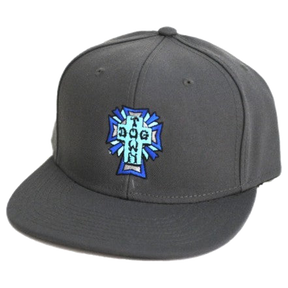 DOGTOWN CROSS LOGO COLOR HAT ADJ-CHARCOAL/BLUE