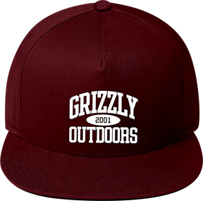 GRIZZLY HONOR ROLL HAT ADJ-BURGUNDY/WHT