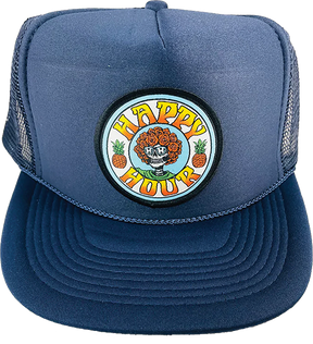 HAPPY HOUR SKULL AND ROSES HAT ADJ-NAVY