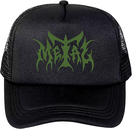 METAL LOGO TRUCKER HAT ADJ-BLACK/GRN