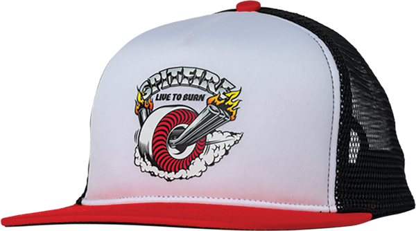 SPITFIRE BURNOUT HAT ADJ-WHT/RED/BLK