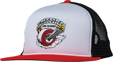 SPITFIRE BURNOUT HAT ADJ-WHT/RED/BLK