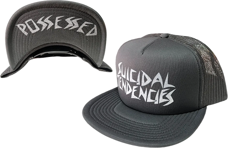 SUICIDAL PTS FLIP MESH HAT ADJ-LT.GREY/WHT