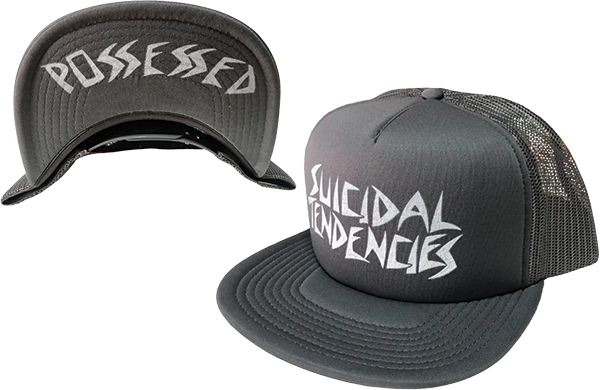 SUICIDAL PTS FLIP MESH HAT ADJ-LT.GREY/WHT