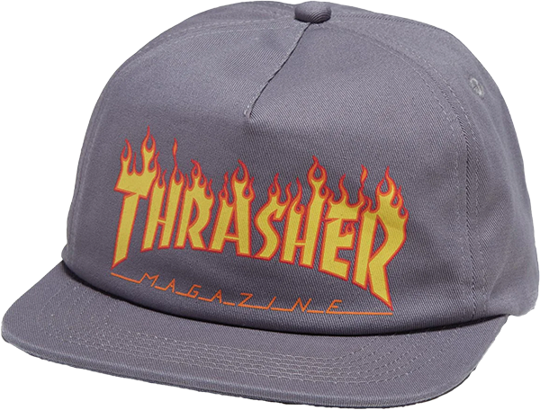 THRASHER PRINTED FLAME HAT ADJ-NAVY
