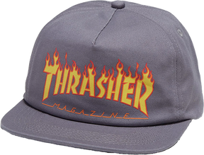 THRASHER PRINTED FLAME HAT ADJ-NAVY