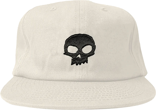 ZERO SINGLE SKULL APPLIQUE HAT ADJ-OFF WHT/BLK