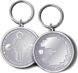 GIRL PAC-MAN GAME TOKEN KEYCHAIN SILVER