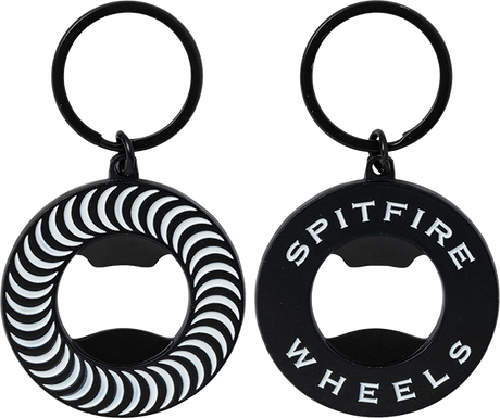 SPITFIRE CLASSIC SWIRL BOTTLE OPENER KEYCHAIN BLK/WHT
