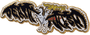 DEATHWISH SKELETON HORSE RIDER LAPEL PIN 2.3"