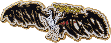 DEATHWISH SKELETON HORSE RIDER LAPEL PIN 2.3"