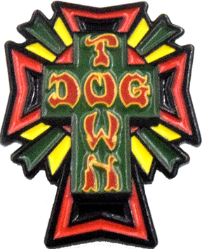 DOGTOWN CROSS LOGO ENAMEL PIN RASTA