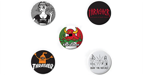 THRASHER TOY MACHINE 1" ASST.5/PK BUTTONS