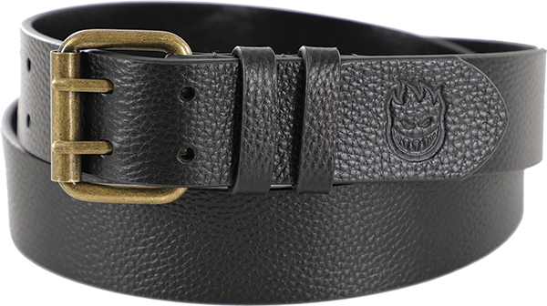 SPITFIRE BIGHEAD LEATHER BELT S/MD 42"BLK/ANTIQUE BRASS
