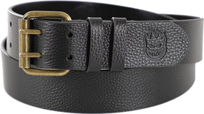 SPITFIRE BIGHEAD LEATHER BELT S/MD 42"BLK/ANTIQUE BRASS