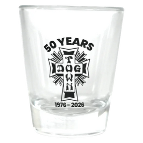 DT 50 YEARS SHOT GLASS 2OZ CLR/BLK