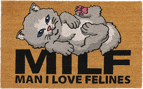 RIP N DIP MAN I LOVE FELINES DOOR MAT RUG BROWN