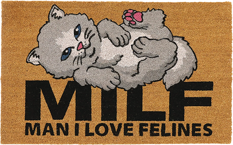 RIP N DIP MAN I LOVE FELINES DOOR MAT RUG BROWN
