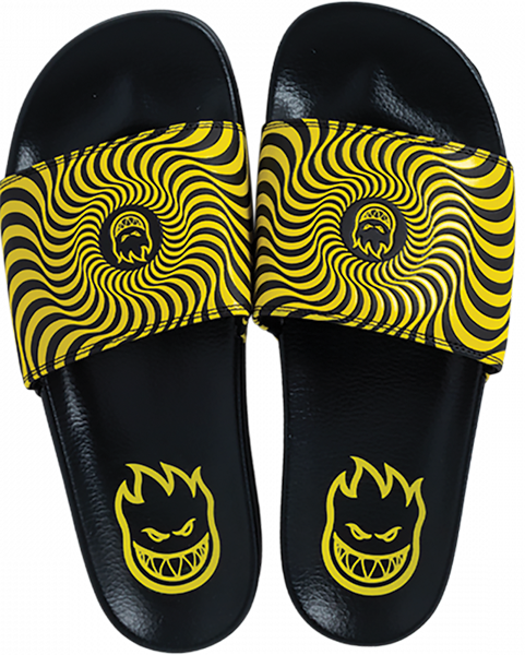 SPITFIRE BIGHEAD SWIRL SLIDE SANDAL 10 BLK/YEL