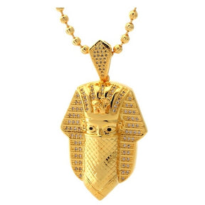 King Ice CZ Bandana Pharoah Necklace 14k Gold 2mm 30"