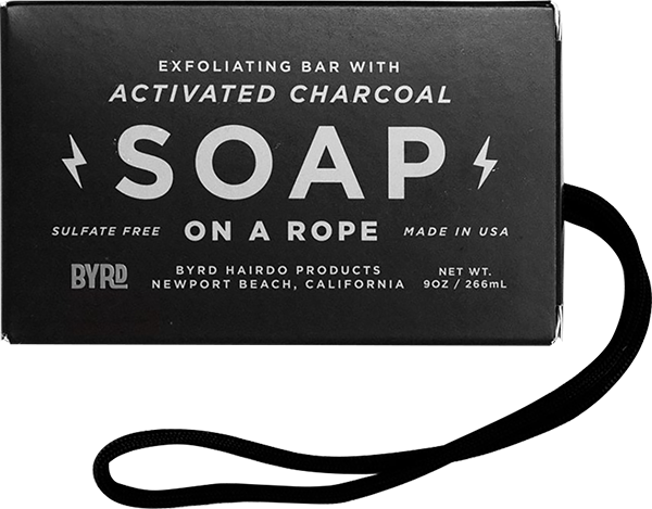 BYRD SOAP ON ROPE DAILY CLEANSING BAR CHARCOAL 9oz