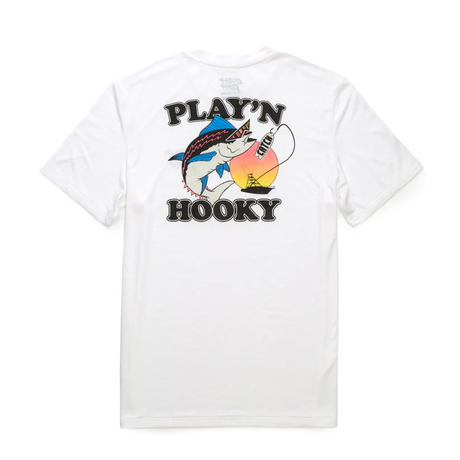 Catch Fish Playn Hooky Tech Tshirt White Black XL