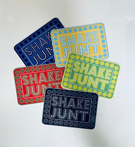 Shake Junt Box Sticker Assorted Colors 3x4 inch (single)