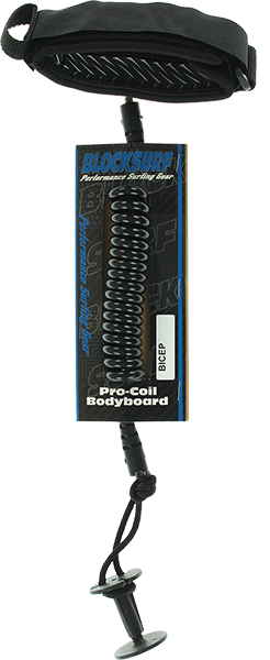 BLOCK SURF PRO COILED BICEPT BODYBOARD LEASH BLACK