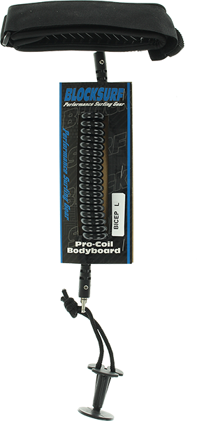 BLOCK SURF PRO COILED BICEPT BODYBOARD LEASH L-BLACK