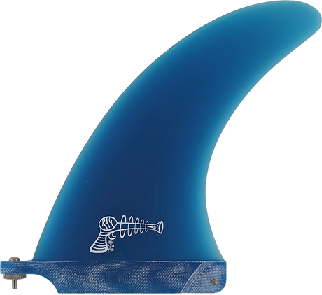 RAY GUN FIBERGLASS SURFBOARD CENTER FIN 7.5" BLUE