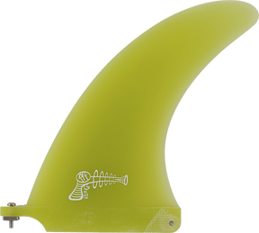 RAY GUN FIBERGLASS SURFBOARD CENTER FIN 7.5" YELLOW