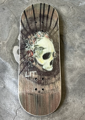 LIT Skull Rose Deck Brown Stain 34x98 Medium
