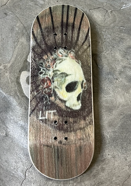 LIT Skull Rose Deck Brown Stain 34x98 Medium