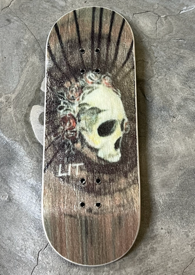 LIT Skull Rose Deck Brown Stain 34x98 Medium