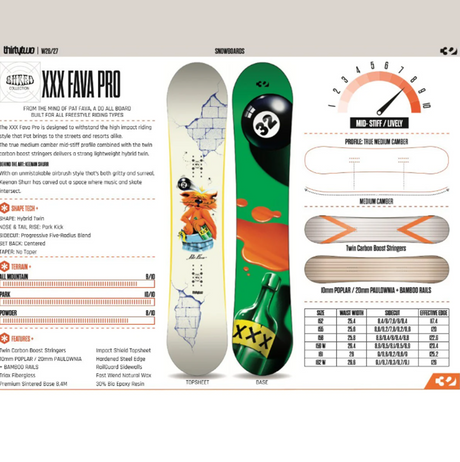 ThirtyTwo 32 XXX Fava Pro Snowboard 2627 White 152
